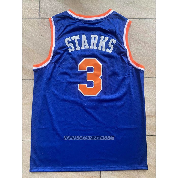 Camiseta New York Knicks John Starks NO 3 Mitchell & Ness Hardwood Classics Azul